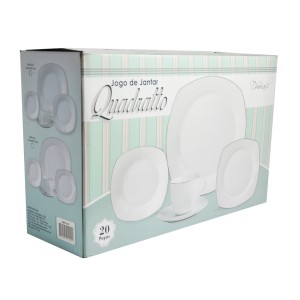 JOGO DE JANTAR QUADRADO EM PORCELANA 20 PEÇAS DMP4223-PRATA