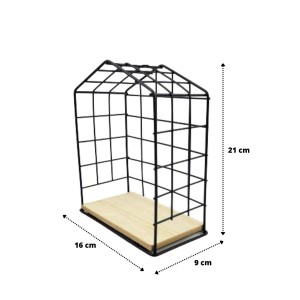 PRATELEIRA DECORATIVA DE METAL E MADEIRA 16X21X9CM - 97091
