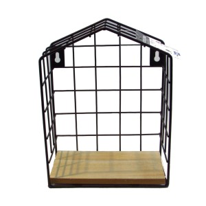 PRATELEIRA DECORATIVA DE METAL E MADEIRA 16X21X9CM - 97091