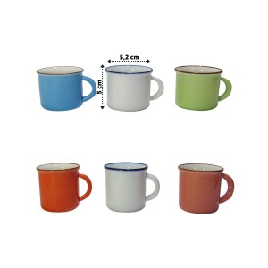 JOGO DE CANECAS COM 6 PEÇAS  EM CERÂMICAS COLOR LISAS 5CM 50ML - GDR0026
