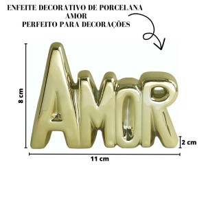 ENFEITE DE PORCELANA COM A FRASE AMOR  8X11CM - CZ19505-DOU