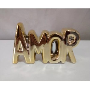 ENFEITE DE PORCELANA COM A FRASE AMOR  11,5X15 - CZ19506-DOU