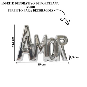 ENFEITE DE PORCELANA COM A FRASE AMOR  11,5X15 - CZ19506-PTA