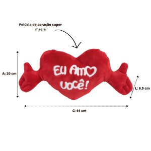 ALMOFADA EM FORMATO DE CORAÇÃO DE POLIESTER  - 44CM - 31300643-A