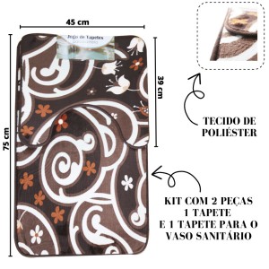 JOGO DE TAPETE PARA BANHEIRO DE POLIÉSTER COM 02 PCS - 894279-G