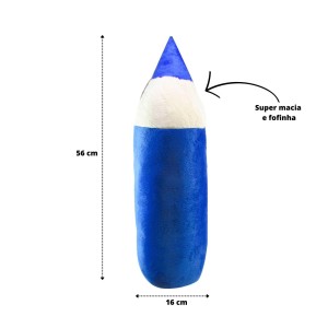 ALMOFADA PELUCIA  LAPIS 56 CM AZUL COM INMETRO- 31300162-AZ
