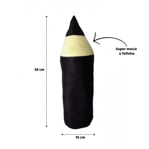 ALMOFADA PELUCIA  LAPIS 56 CM PRETO COM INMETRO- 31300162-PT