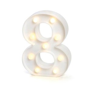 LUMINARIA NUMERO 8 09 LEDS BRANCA 22 X 15 X 4 CM - AL08022-8