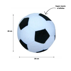 ALMOFADA PELUCIA BOLA G - 20 CM  BRANCA COM PRETO- 31300131-BRPT
