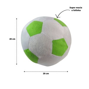 ALMOFADA PELUCIA BOLA G - 20 CM BRANCA COM VERDE CLARO- 31300131-VDCL