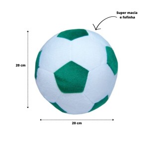 ALMOFADA PELUCIA BOLA G - 20 CM BRANCA COM VERDE ESCURO - 31300131-BRVD