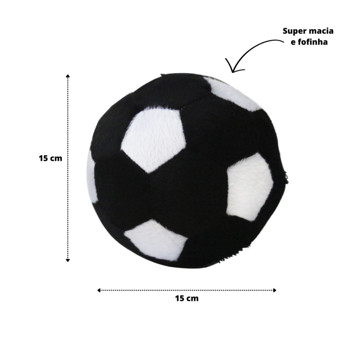 Bola de Futebol Colorida de Pelúcia Vermelha e Preta Grande