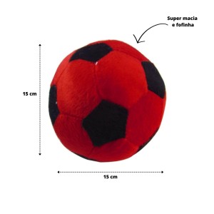 ALMOFADA PELUCIA BOLA P - 15 CM VERMELHA E PRETA - 31300124-VMPT