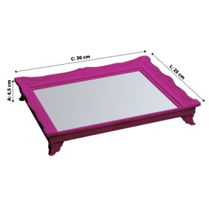 BANDEJA DE PLASTICO COM ESPELHO 25X30 CM PINK - HU65882-PK