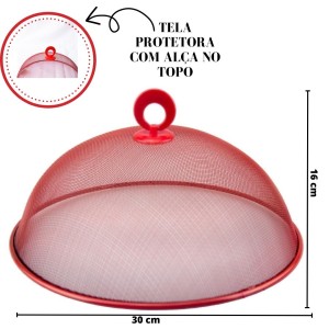 TELA PROTETORA DE ALIMENTOS EM METAL COM ALÇA NO TOPO 30CM - CZ19285-VM