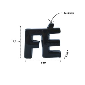 ENFEITE DECORATIVO DE CERÂMICA COM A FRASE FÉ 7,5X9CM - HD80710-PT