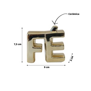 ENFEITE DECORATIVO DE CERÂMICA COM A FRASE FÉ 9X7X3CM - HD80712-DOU