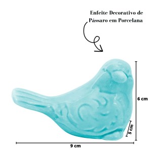 PASSARO PARA DECORACAO EM PORCELANA 9X5X6CM AZUL