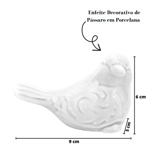 PASSARO PARA DECORACAO EM PORCELANA 8X5X5CM BRANCO