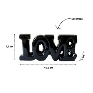 ENFEITE DECORATIVO DE CERÂMICA COM A FRASE LOVE 16.5X7CM - HD80718-PT