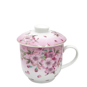 CANECA PORCELANA COM TAMPA E DIFUSOR 300 ML CEREJEIRA - GDCH1105