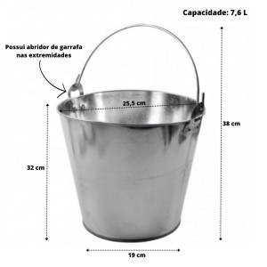 BALDE DE METAL GALVANIZADO PARA CERVEJA 7,6L CA12217