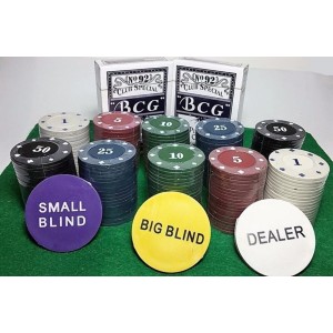 JOGO DE FICHAS PARA POKER 200 FICHAS PLASTICO NA LATA 02 JOGOS DE BARALHO - IM42055