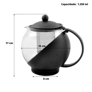 BULE PARA CHÁ DE VIDRO E PLÁSTICO COM INFUSOR INTERNO 1250 ML - CA11080-PT