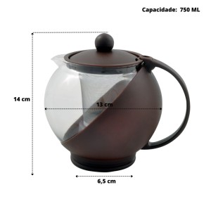BULE PARA CHÁ DE VIDRO E PLÁSTICO COM INFUSOR INTERNO 750 ML - CA11081-MR