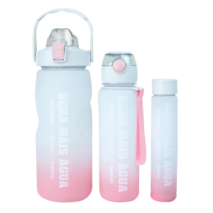 KIT 3 GARRAFAS DE PLÁSTICO MOTIVACIONAL 1500ML 700ML 300ML - CA09800-BR