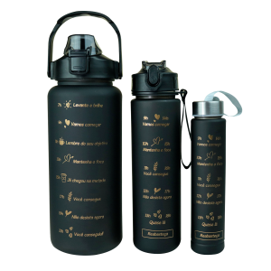 KIT 3 GARRAFAS DE PLÁSTICO MOTIVACIONAL 2000ML 700ML 300ML - CA09799-PT