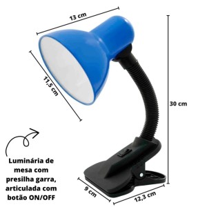 LUMINARIA DE MESA COM  PRESILHA GARRA BIVOLT- AL55001-AZ