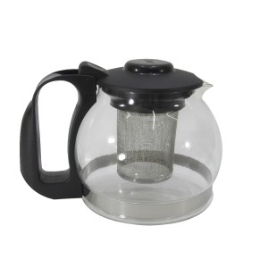 CHALEIRA DE VIDRO COM INFUSOR 1200ML + 04 XICARAS 150 ML PRETA VDA1506-PT