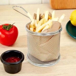 CESTO PARA FRITURA EM INOX COM ALÇA PARA SERVIR PORÇÕES 8,5CM - CA09358-PTA