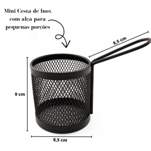 CESTO PARA FRITURA EM INOX COM ALÇA PARA SERVIR PORÇÕES 8,5CM - CA09358-PT