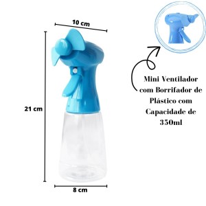 MINI VENTILADOR BORRIFADOR PORTÁTIL A PILHA 2AA 21X8CM - ALL51148-AZ