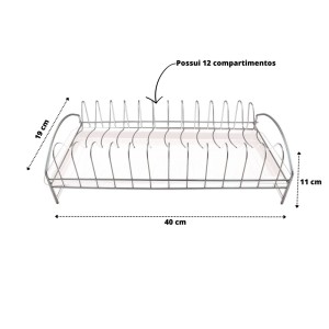 ESCORREDOR DE PRATOS DE FERRO E BANDEJA DE PLÁSTICO 2 PEÇAS - CA09515-BR
