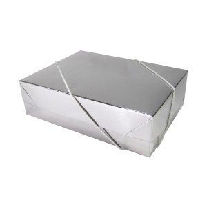 CAIXA DE PAPEL PARA PRESENTE DOBRAVEL COM ELASTICO PRATA  AY23176-PTA