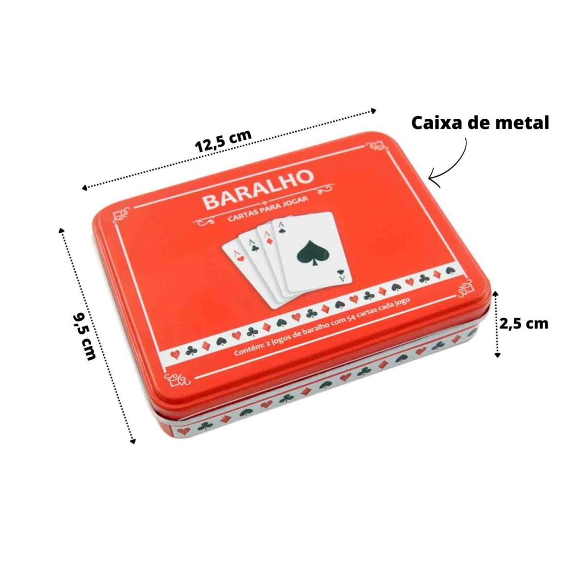 Baralho Duplo com 2 Jogos de 54 Cartas no Estojo de Metal Unidade -  RedStar/ WX Gift - Baralho - Magazine Luiza