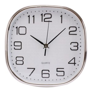 RELOGIO DE PAREDE PLASTICO CROMADO COM PONTEIRO DE SEGUNDO CONTINUO 28 CM - KLJ6595Y