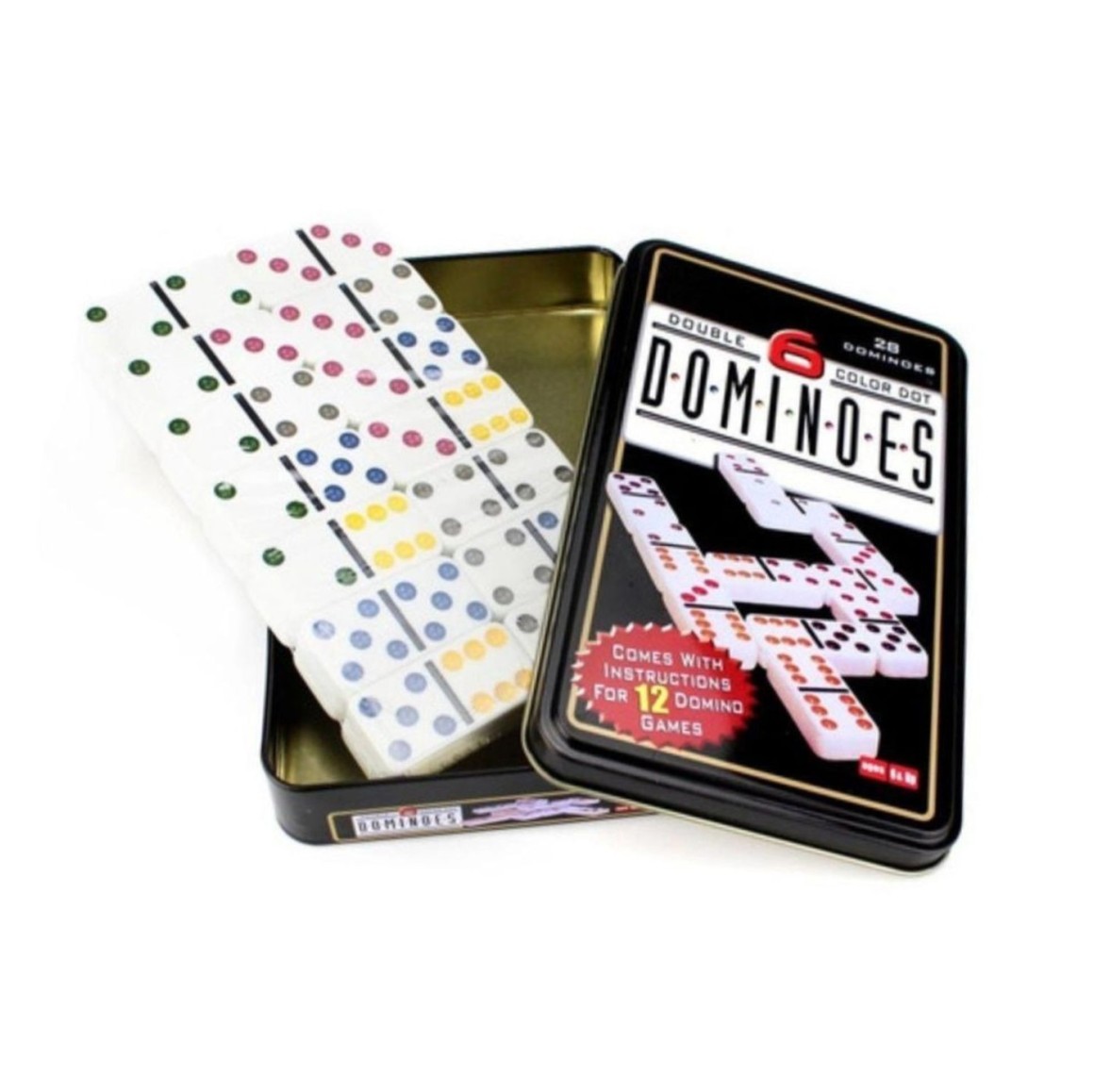 Jogo De Domino Com Estojo Em Lata 28 Peças Diversão Garantida