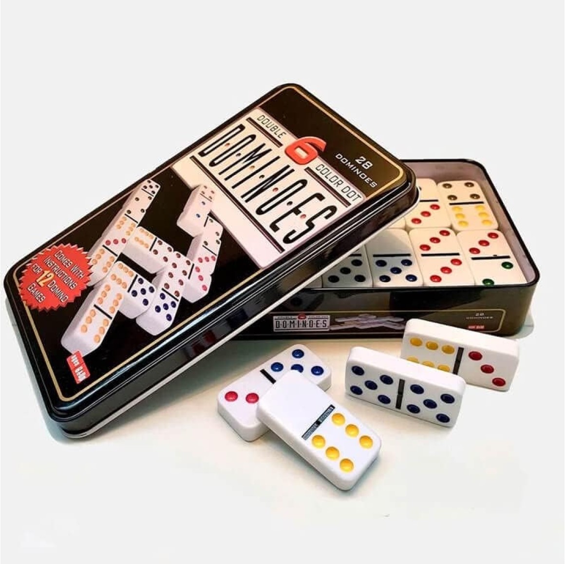 JOGO DOMINO 9MM PLASTICO NA LATA 28 PECAS 12 X 19,5 X 3,5 CM - 1914