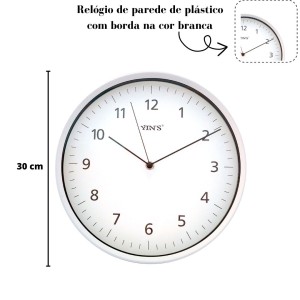 RELÓGIO DE PAREDE DE PLÁSTICO 30 CM - CL181015412-BR