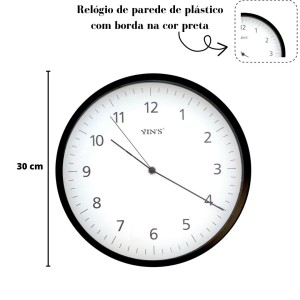 RELÓGIO DE PAREDE DE PLÁSTICO 30 CM - CL181015412-PT