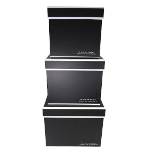 JOGO DE CAIXA PARA PRESENTE PAPELÃO RÍGIDO 03 PEÇAS PRETA