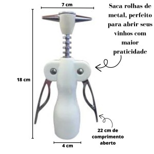 SACA ROLHAS DE METAL ABRIDOR DE VINHOS LUXO 18CM - CA09319-BG
