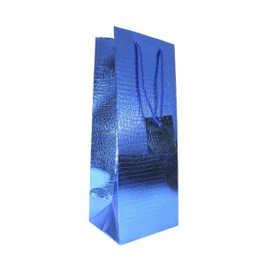 SACOLA DE PAPEL PARA VINHO AZUL 14X11X36 CM 2298-AZ