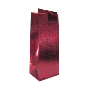 SACOLA DE PAPEL PARA VINHO VERMELHO 14X11X36 CM 2298-VM