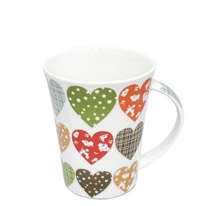 CANECA PORCELANA CORACOES 11 X 12 CM BRANCA - PRB0204