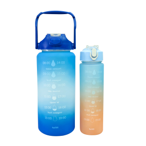 KIT 2 GARRAFAS DE PLÁSTICOS MOTIVACIONAIS 2000ML E 650ML TIE DYE - GDR0886-AZ